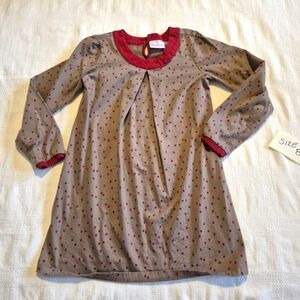 Hanna Andersson girls size 130 or 8 taupe & maroon dress tunic VGUC
